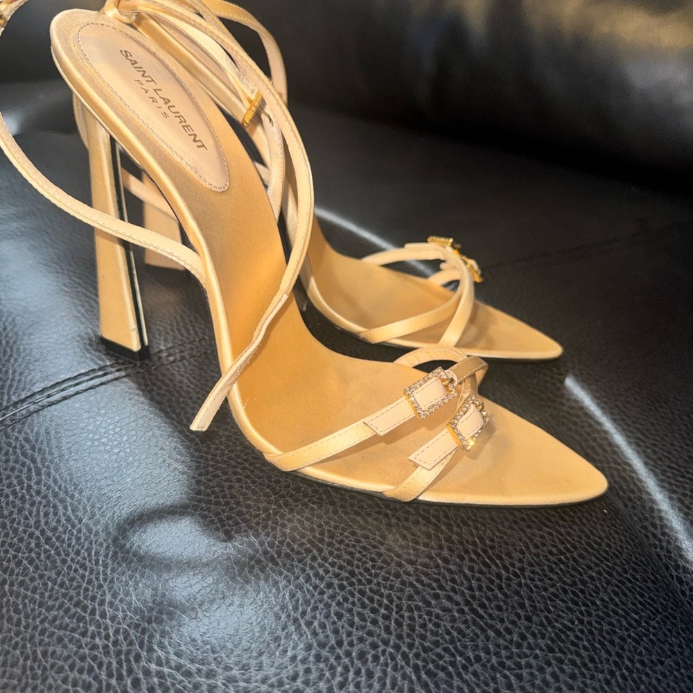 Saint Laurent Satin Crystal Embellishment Heels